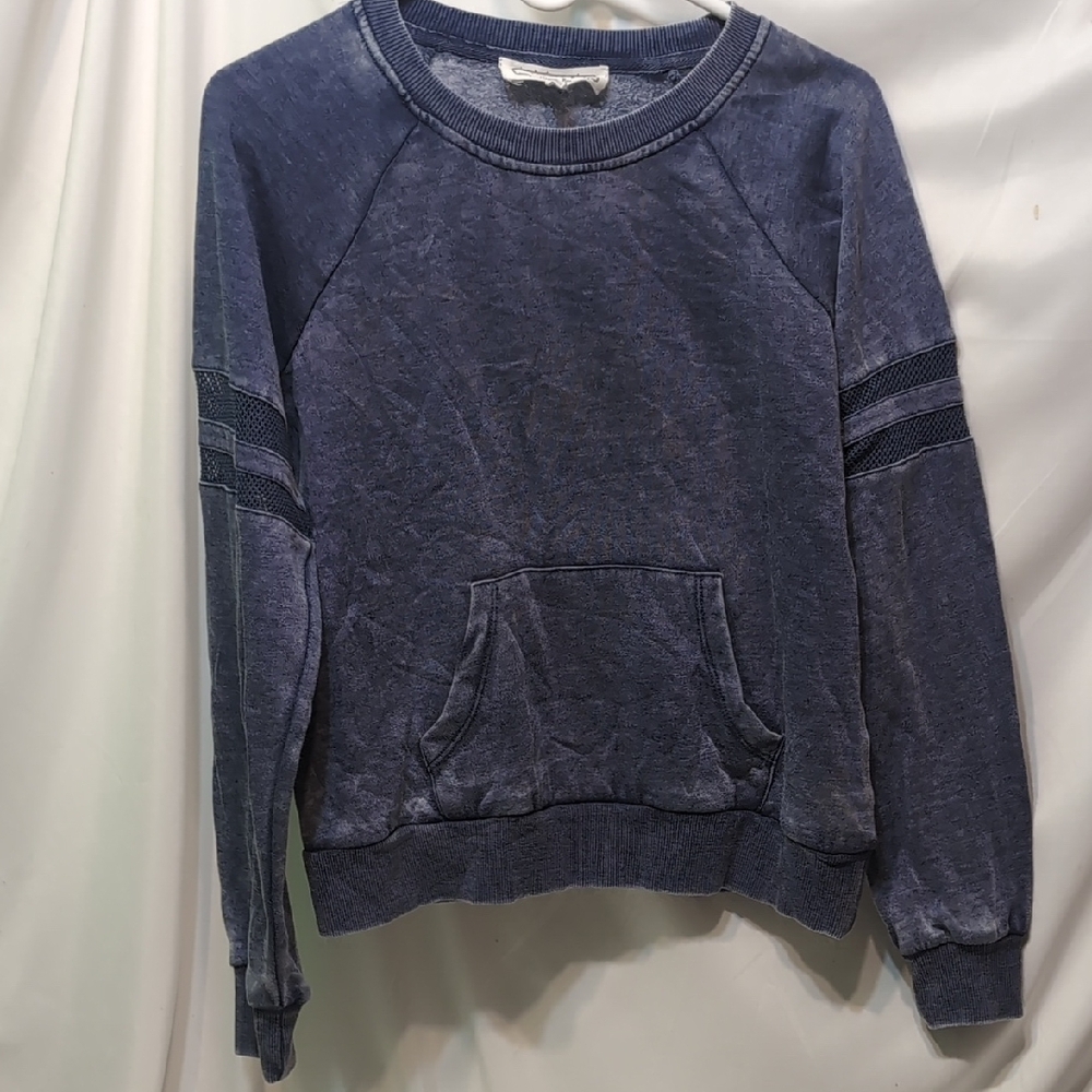 Hippie Rose Blue Velour Crewneck Sweatshirt Size Small New Without Tags